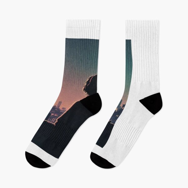 Item preview, Anime Boy Aesthetic City Sunset Silhouette designed and sold by everyone cloth house.