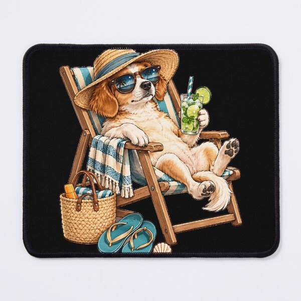 Item preview, Chill Vacation Dog on Beach Chair designed and sold by LinaDesign Store.