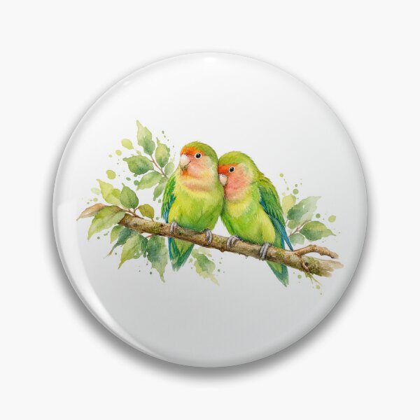Item preview, Two green lovebirds with red heads designed and sold by JardinAquarel.