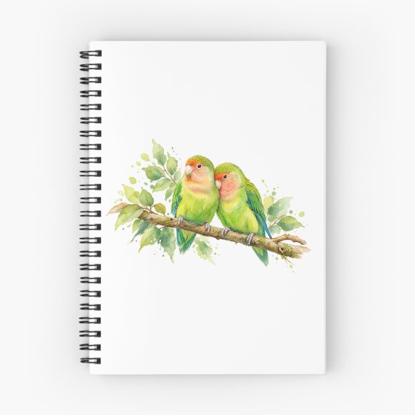 Item preview, Two green lovebirds with red heads designed and sold by JardinAquarel.