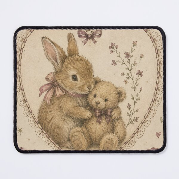 Item preview, Vintage Bunny and Teddy Bear Cottagecore Love designed and sold by Luxnox.