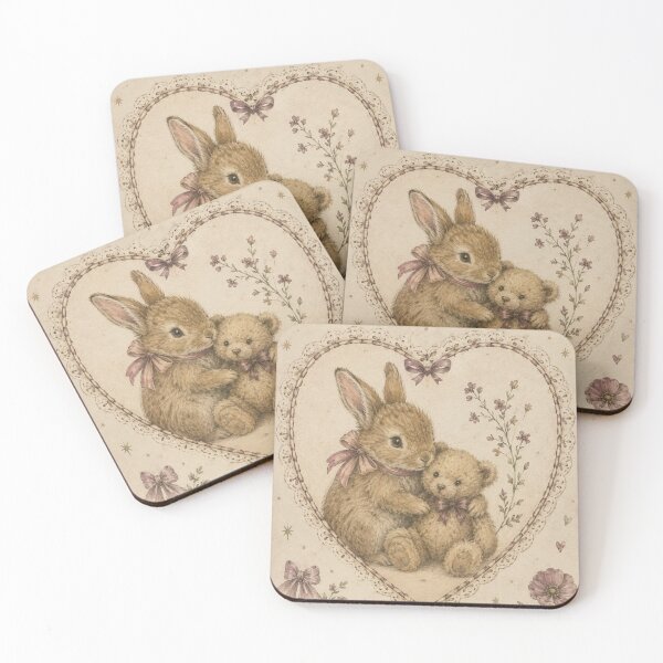 Item preview, Vintage Bunny and Teddy Bear Cottagecore Love designed and sold by Luxnox.
