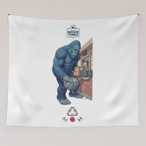 Item preview, Blue Bigfoot at the Drive-Thru Fast Food Order designed and sold by Whimsy Trail Co.