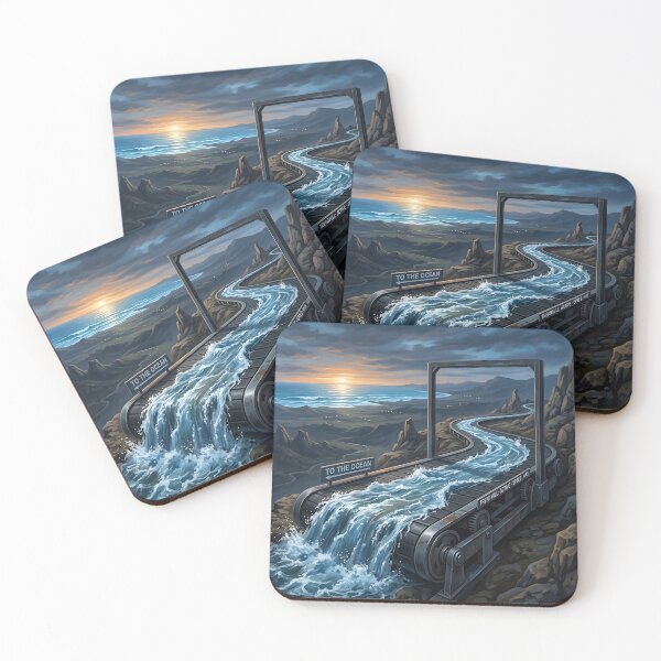 Item preview, Industrial River Treadmill Surreal Coastal Waterfall Art  designed and sold by Michaelragheb.