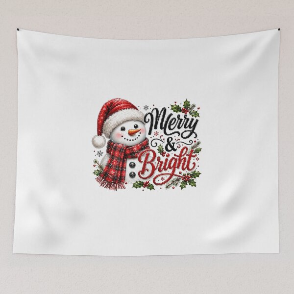 Item preview, Merry And Bright Cute Snowman Plaid Scarf designed and sold by DYAFLK.