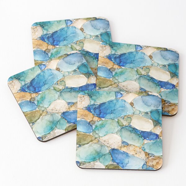 Item preview, Greek Isles Sea Glass – Aegean Coast Ink Abstract designed and sold by newnomads-art.