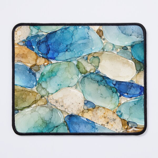 Item preview, Greek Isles Sea Glass – Aegean Coast Ink Abstract designed and sold by newnomads-art.