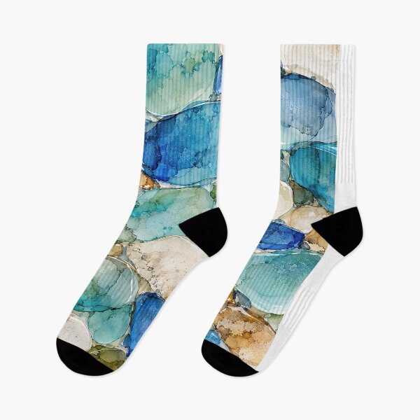 Item preview, Greek Isles Sea Glass – Aegean Coast Ink Abstract designed and sold by newnomads-art.