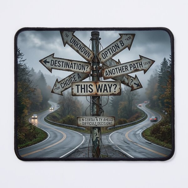 Item preview, Confusing Crossroads Road Sign Overthinking Life Decisions Art designed and sold by Michaelragheb.