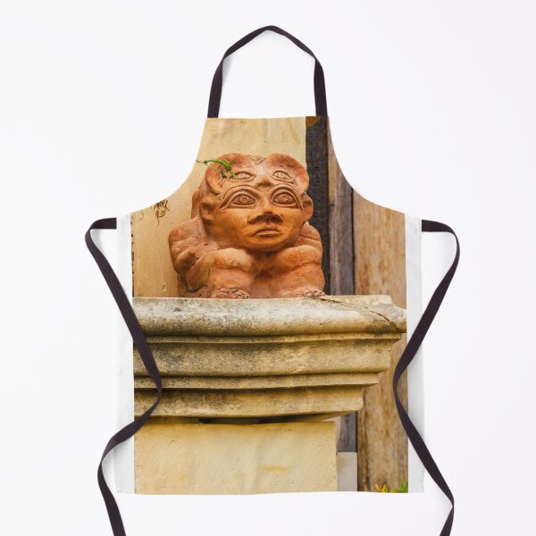 Item preview, Terracotta Gargoyle Statue Ornament On Weathered Stone Balcony Architecture Detail designed and sold by Nmallia.