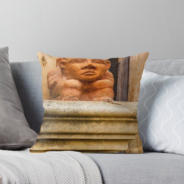 Item preview, Terracotta Gargoyle Statue Ornament On Weathered Stone Balcony Architecture Detail designed and sold by Nmallia.