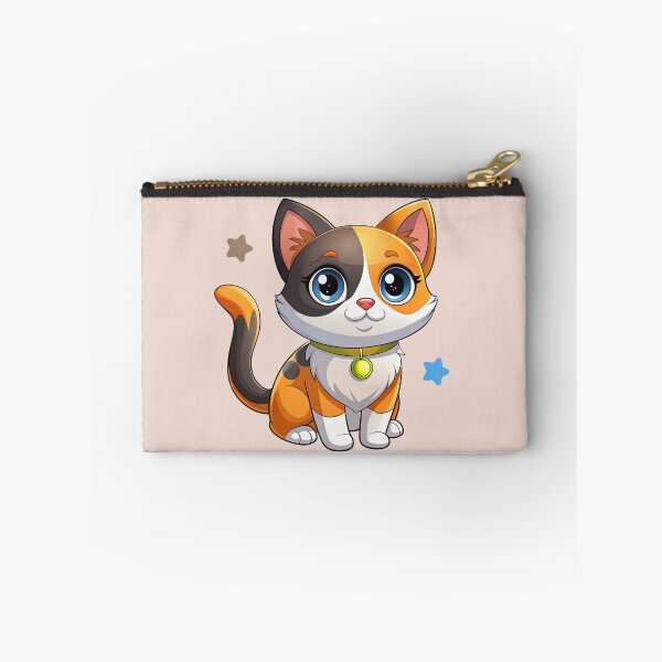 Item preview, Cute Kawaii Calico Cat with Green Collar | Chibi Cartoon Kitty Illustration designed and sold by Mousy17.