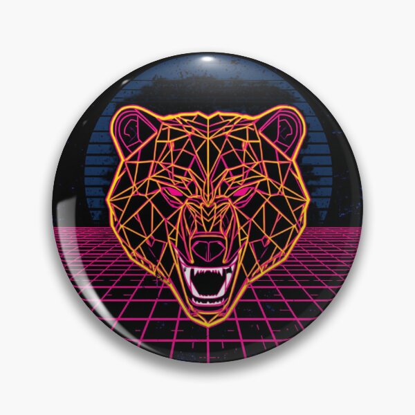 Artikelvorschau, Cyberpunk Retro Neon Geometrisches Bärenabzeichen Grafik entworfen und verkauft von Larams Studio.