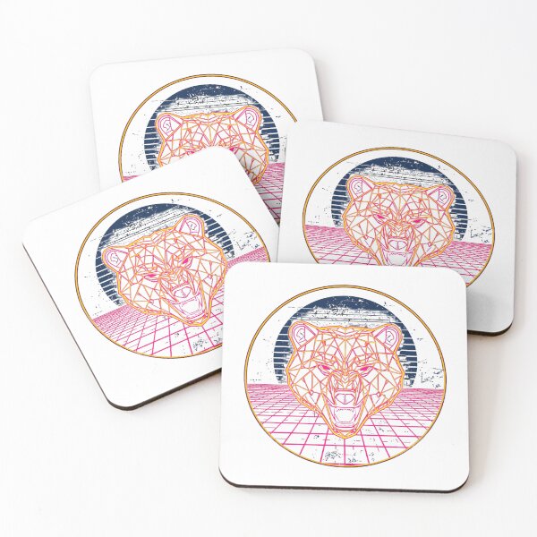 Item preview, Cyberpunk Retro Neon Geometric Bear Badge Graphic designed and sold by Larams Studio.