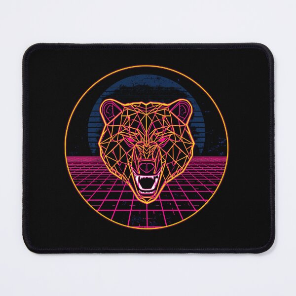 Item preview, Cyberpunk Retro Neon Geometric Bear Badge Graphic designed and sold by Larams Studio.