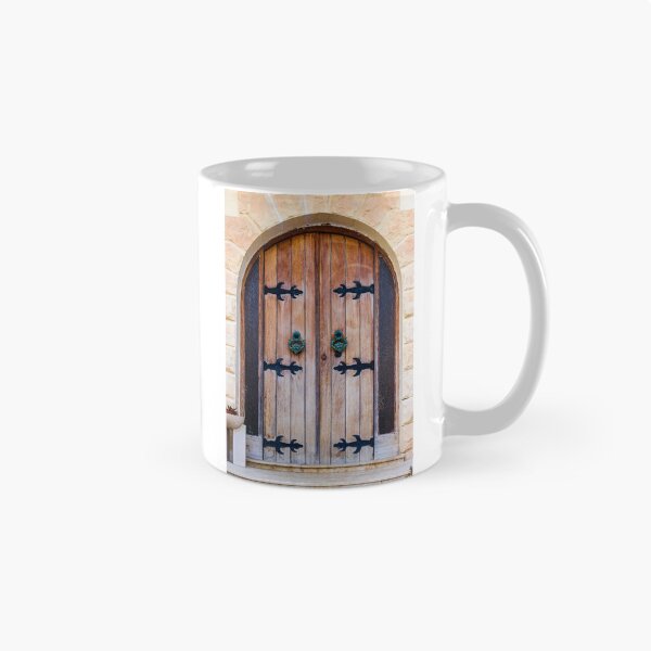 Item preview, Warm Rustic Wooden Arch Door With Black Iron Hinges And Green Door Knocker designed and sold by Nmallia.