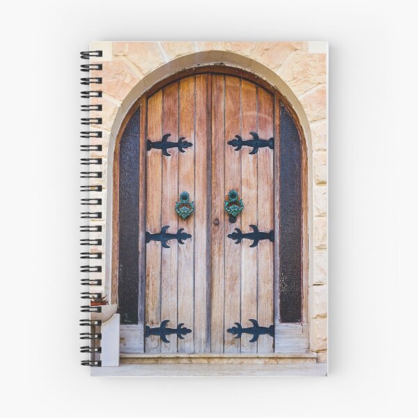 Item preview, Warm Rustic Wooden Arch Door With Black Iron Hinges And Green Door Knocker designed and sold by Nmallia.
