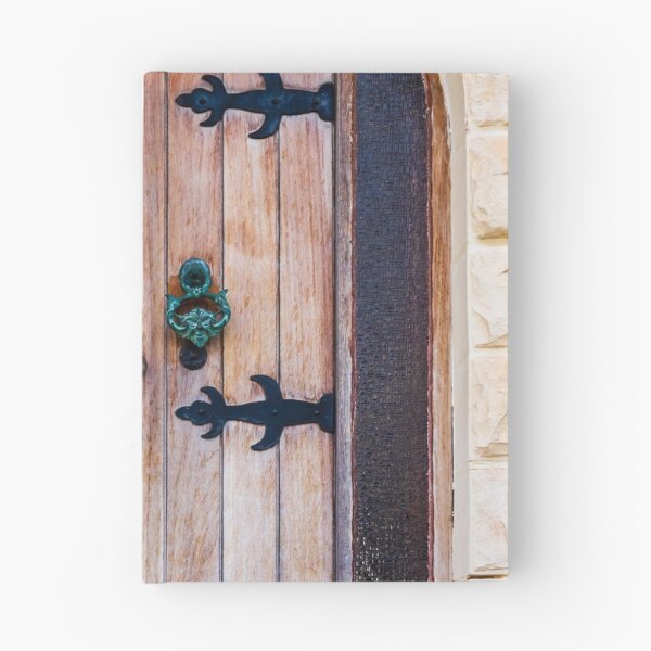 Item preview, Warm Rustic Wooden Arch Door With Black Iron Hinges And Green Door Knocker designed and sold by Nmallia.