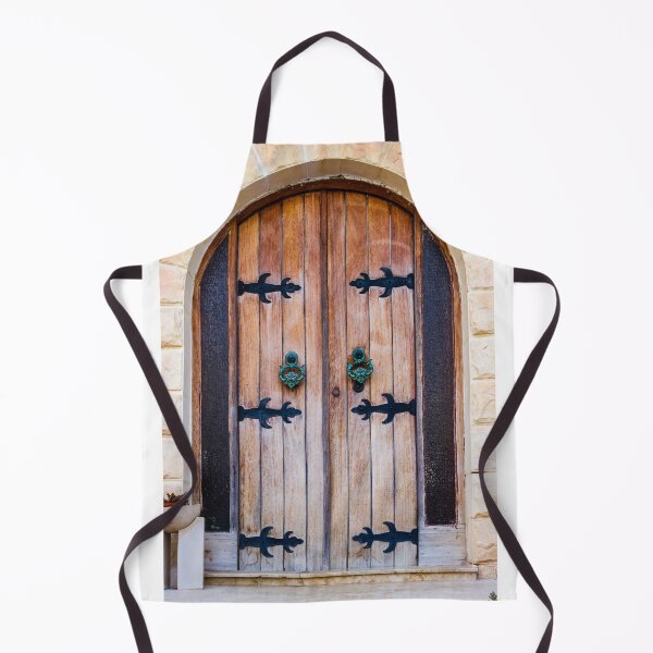 Item preview, Warm Rustic Wooden Arch Door With Black Iron Hinges And Green Door Knocker designed and sold by Nmallia.