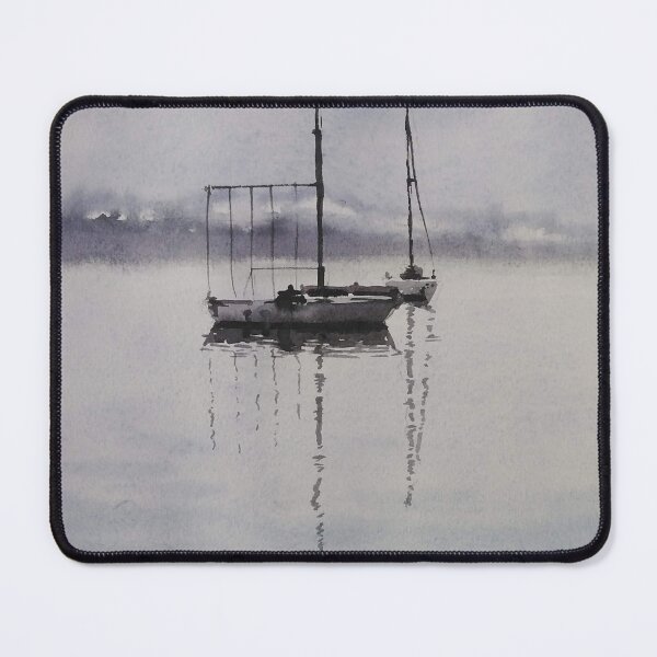 Item preview, Watercolor Sailboats on Calm Misty Lake designed and sold by SlavaArt.