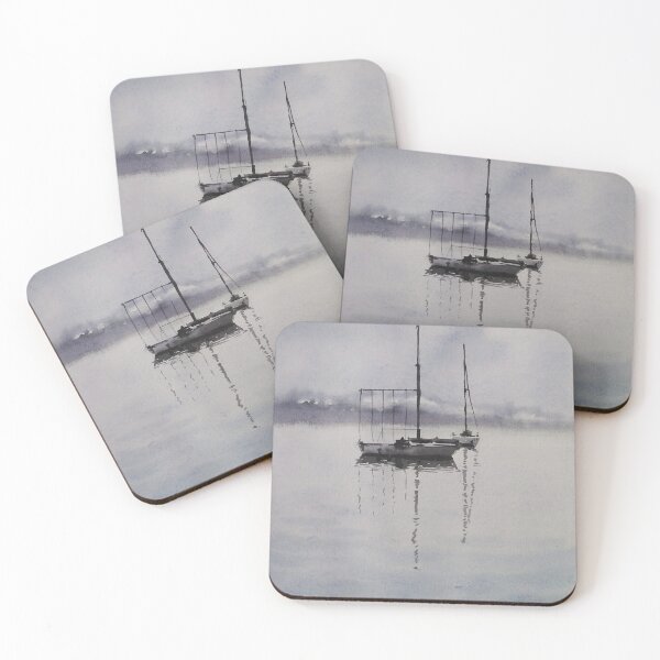 Item preview, Watercolor Sailboats on Calm Misty Lake designed and sold by SlavaArt.