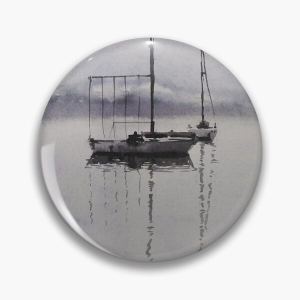 Item preview, Watercolor Sailboats on Calm Misty Lake designed and sold by SlavaArt.