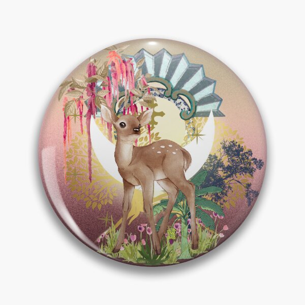 Item preview, Deer Pastel Vintage Moon Collage with Floral elements  designed and sold by mooncakekaro.