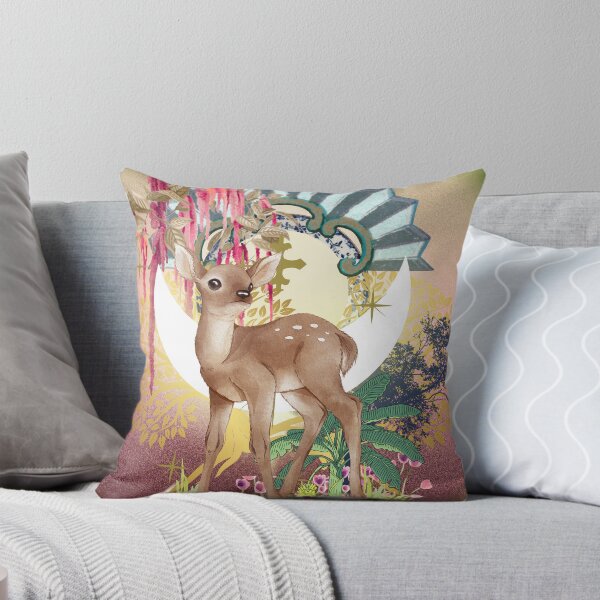 Item preview, Deer Pastel Vintage Moon Collage with Floral elements  designed and sold by mooncakekaro.