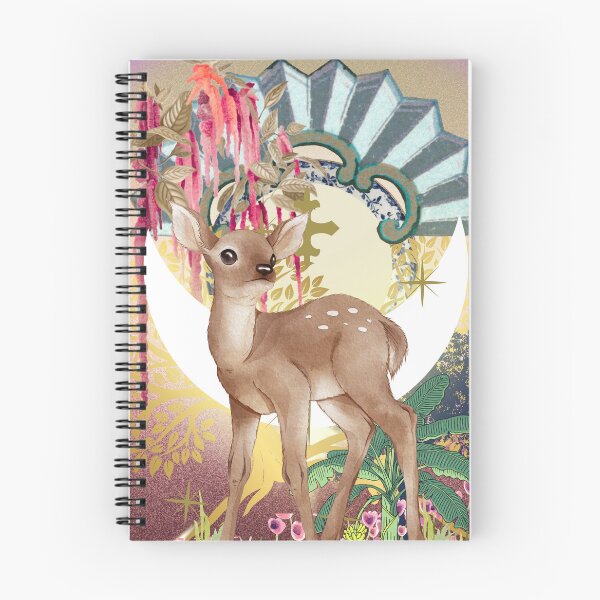 Item preview, Deer Pastel Vintage Moon Collage with Floral elements  designed and sold by mooncakekaro.