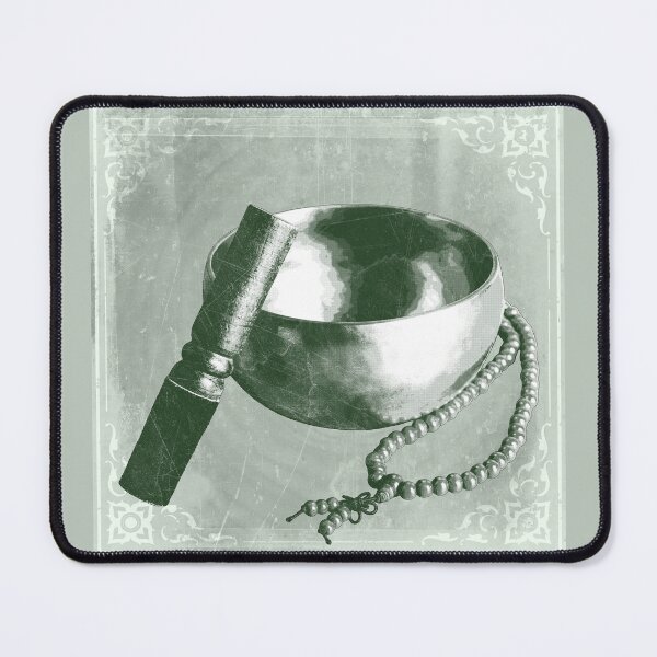 Item preview, Forest Green Tibetan Singing Bowl with Mallet and Mala Beads designed and sold by Ghoul Enterprises.