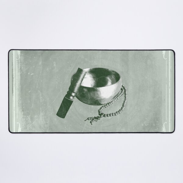Item preview, Forest Green Tibetan Singing Bowl with Mallet and Mala Beads designed and sold by Ghoul Enterprises.