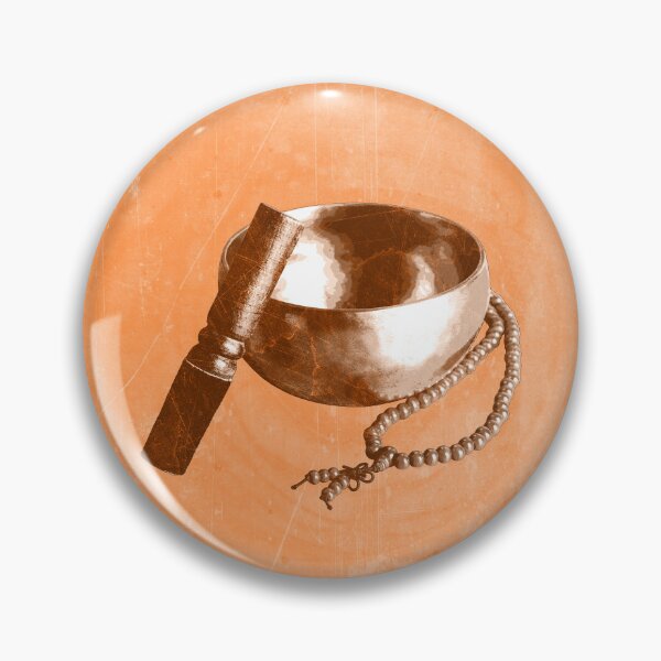 Item preview, Orange Tibetan Singing Bowl with Mallet and Mala Beads designed and sold by Ghoul Enterprises.