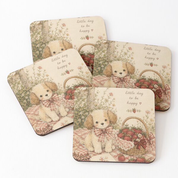 Item preview, Vintage Strawberry Picnic Puppy Cottagecore designed and sold by Luxnox.
