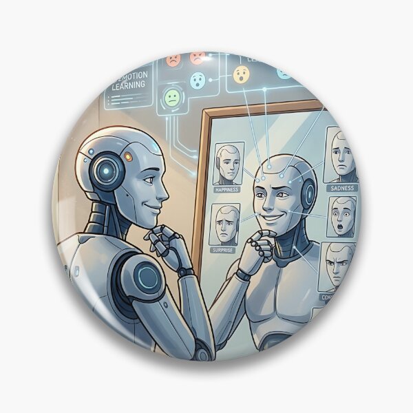 Item preview, AI Robot Practicing Human Facial Expressions In Mirror designed and sold by Michaelragheb.