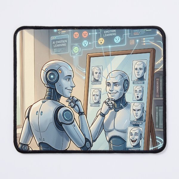 Item preview, AI Robot Practicing Human Facial Expressions In Mirror designed and sold by Michaelragheb.