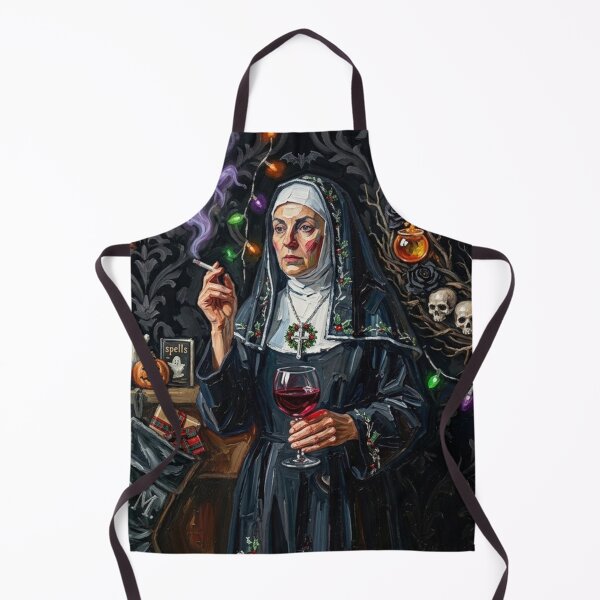 Item preview, Smoking Nun Halloween Spooky Night - Gothic Oil Painting Art designed and sold by Silly Goose Party.