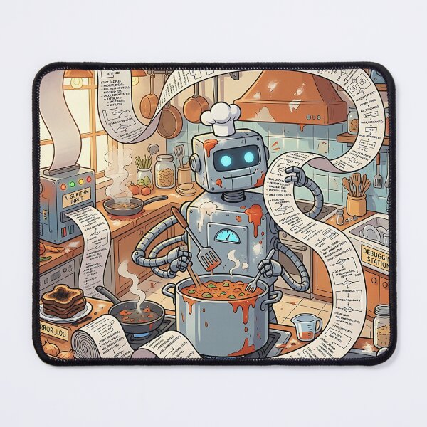 Item preview, Robot Chef Algorithm Recipe Kitchen Cooking Chaos Humor designed and sold by Michaelragheb.