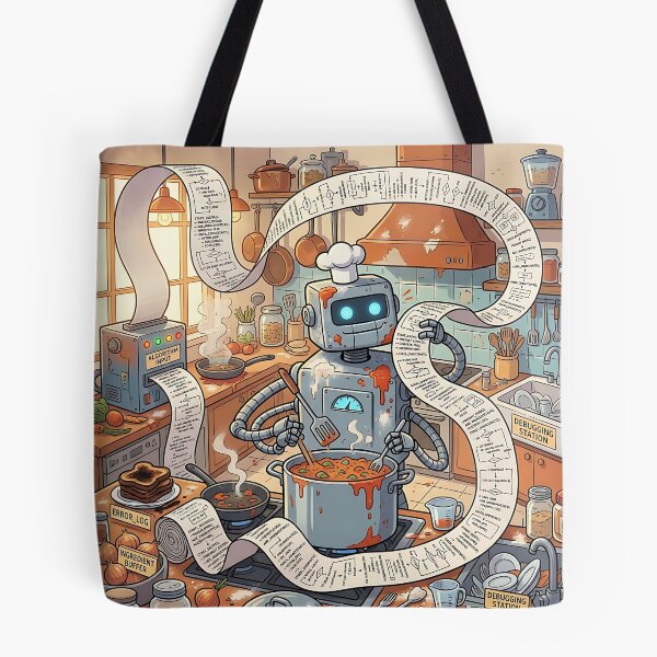 Item preview, Robot Chef Algorithm Recipe Kitchen Cooking Chaos Humor designed and sold by Michaelragheb.
