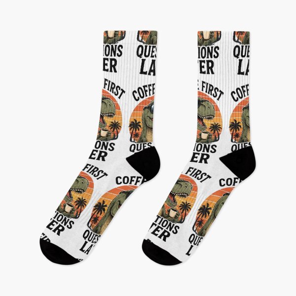 Item preview, Funny T-Rex Dinosaur Coffee First Questions Later designed and sold by Pyt27.