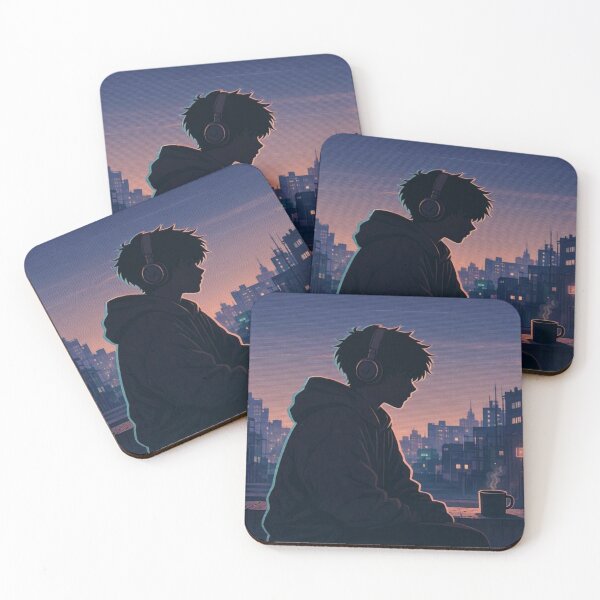 Item preview, Lo-Fi Chill Boy in City Sunset | Aesthetic Synthwave Lofi Boy | Late Night Coffee Vibes designed and sold by everyone cloth house.