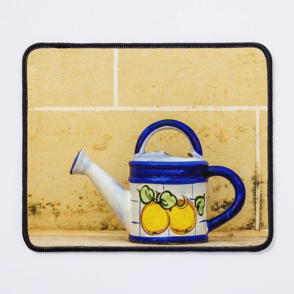 Item preview, Hand-painted Blue Ceramic Watering Can With Lemons Depicting Fresh Farmhouse Charm and Bright Decor designed and sold by Nmallia.