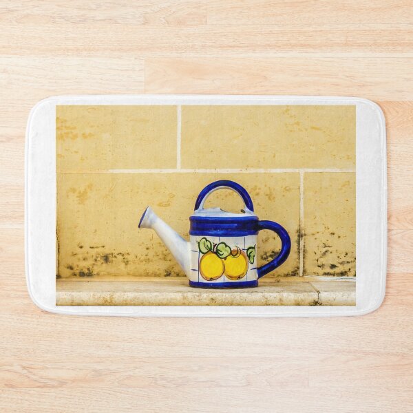 Item preview, Hand-painted Blue Ceramic Watering Can With Lemons Depicting Fresh Farmhouse Charm and Bright Decor designed and sold by Nmallia.