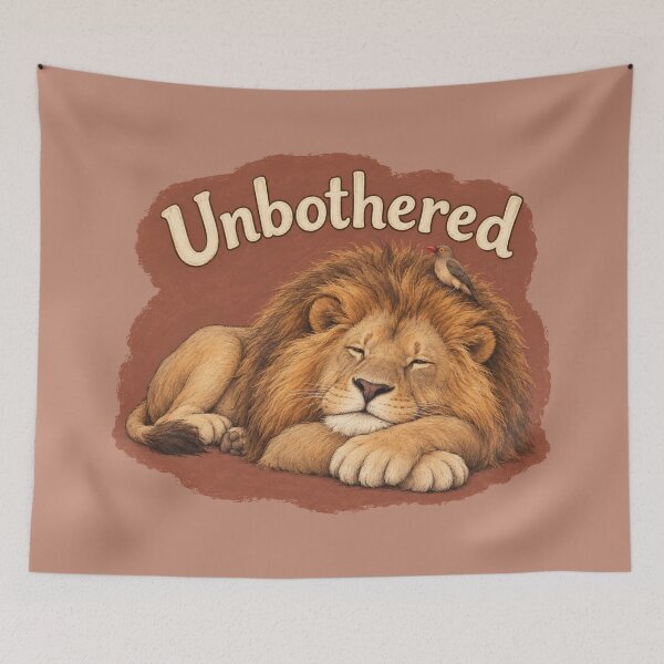 Item preview, Unbothered Lion and Oxpecker designed and sold by ChirpInc.