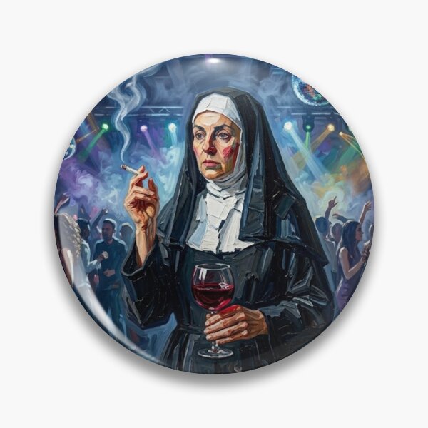 Item preview, Smoking Nun in Nightclub - Nightlife Party Oil Painting Art designed and sold by Silly Goose Party.