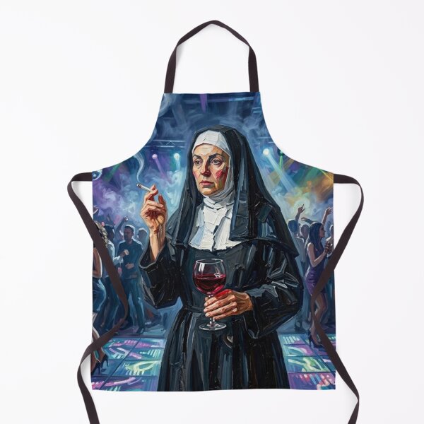 Item preview, Smoking Nun in Nightclub - Nightlife Party Oil Painting Art designed and sold by Silly Goose Party.