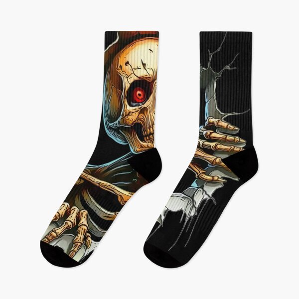 Item preview, Halloween Skeleton Crawling Through Wall – Spooky Scary Undead Skull Horror Design designed and sold by Kruti Collection.
