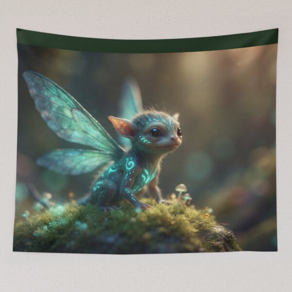 Item preview, Fantastic Creature - Small Luminous Winged Animal in the Moss designed and sold by Malisa345.