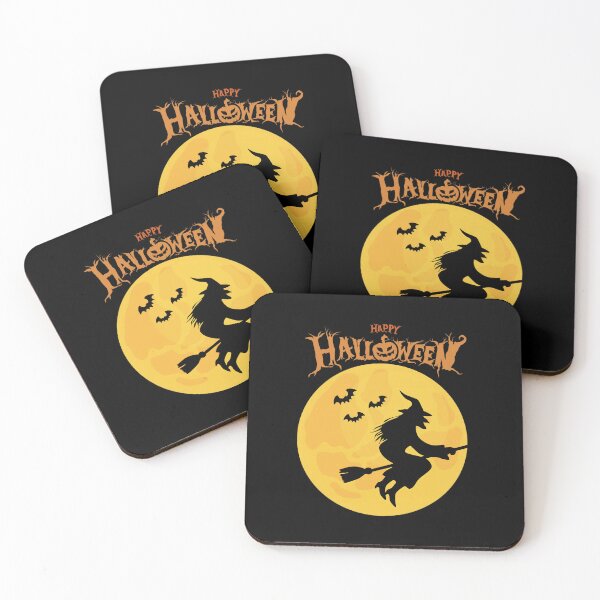 Item preview, Happy Halloween Witch Flying on Broomstick – Spooky Witch and Moon Halloween Design designed and sold by Kruti Collection.