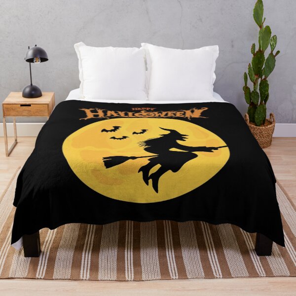 Item preview, Happy Halloween Witch Flying on Broomstick – Spooky Witch and Moon Halloween Design designed and sold by Kruti Collection.