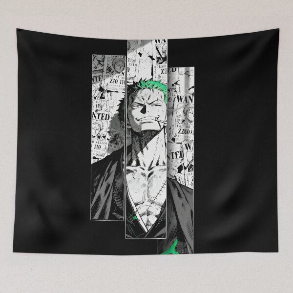 Item preview, Zoro | Green Haired Swordsman Wanted Poster – Manga Warrior Black & White Anime Art designed and sold by Dyan4.
